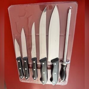 Stainless Steel Knife Set with Black Handles Brand New Smoke /Pet free home Gift